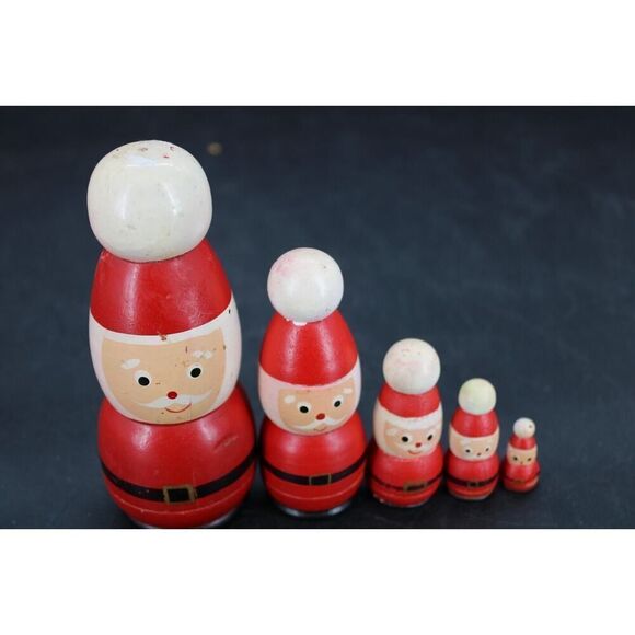 Vintage Santa Clause Nesting Dolls Set Of 5 - Picture 4 of 15